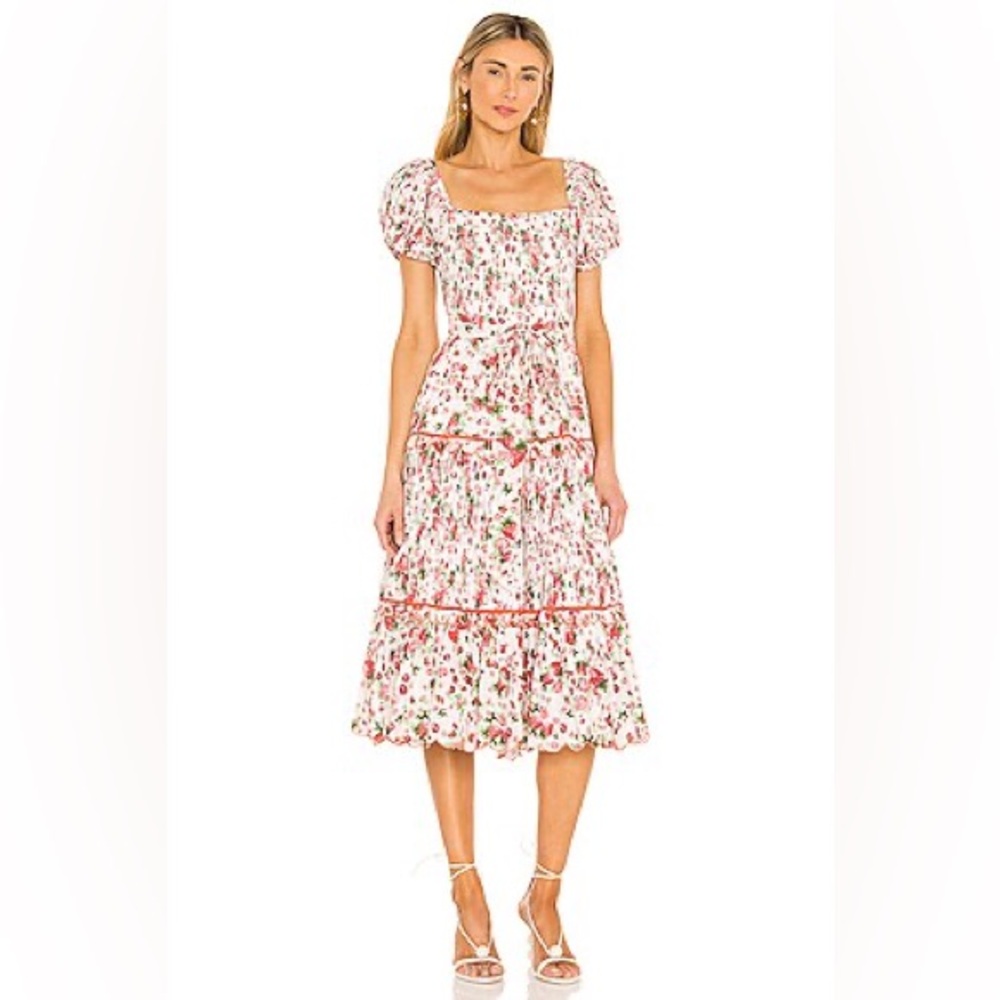 LoveShackFancy Maise Strawberry Midi Dress